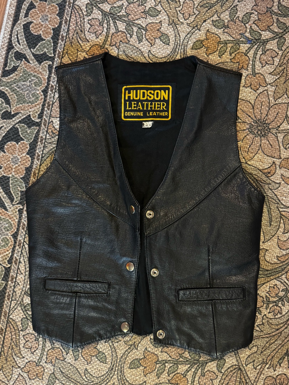 Hudson Leather Black Genuine Leather Vest Size XXS